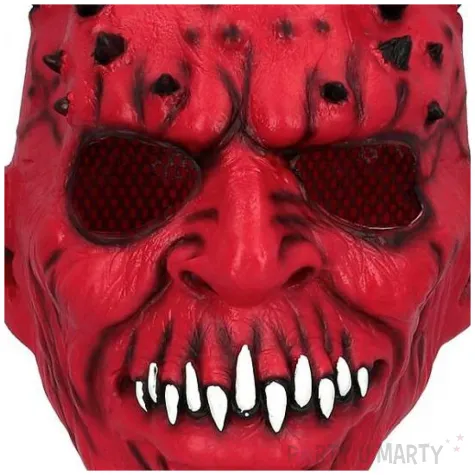 dodatek do stroju na halloween karnawal maska lateksowa diabel czerwony demon