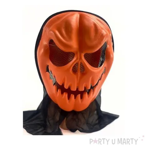 dodatek do stroju na halloween maska dynia strach na wroble z kapturem