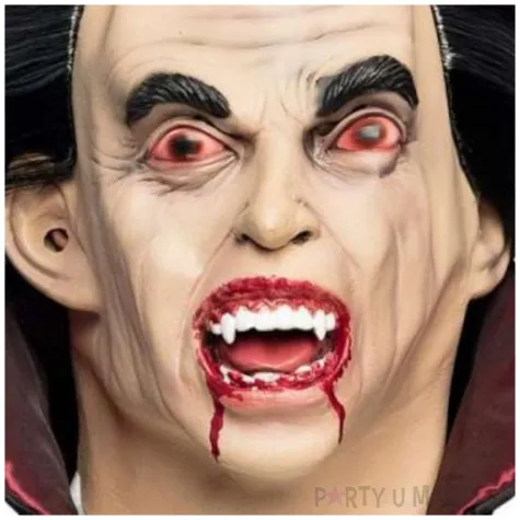 dodatek do stroju na halloween maska lateksowa wampir hrabia dracula wlosy karnawal
