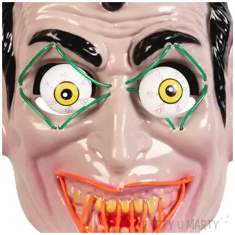 dodatek do stroju na halloween maska led wampir hrabia dracula swiecaca karnawal