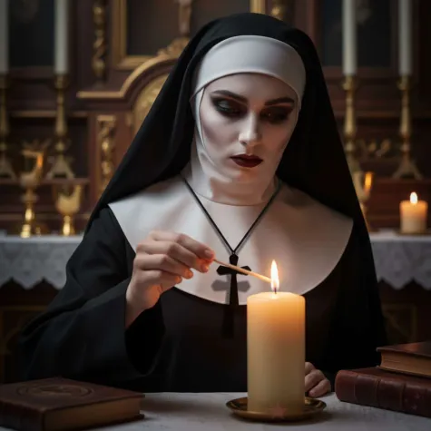 dodatek do stroju na halloween naszyjnik krzyz na tasiemce czarny wampir ksiadz zakonnica