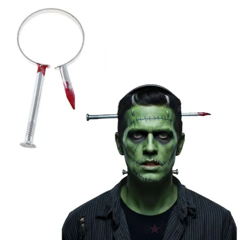 dodatek do stroju na halloween opaska do wlosow gwozdz przebijajacy glowe zombie potwor