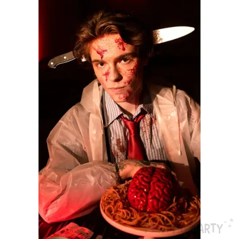 dodatek do stroju na halloween opaska na glowe zakrwawiony noz zombie