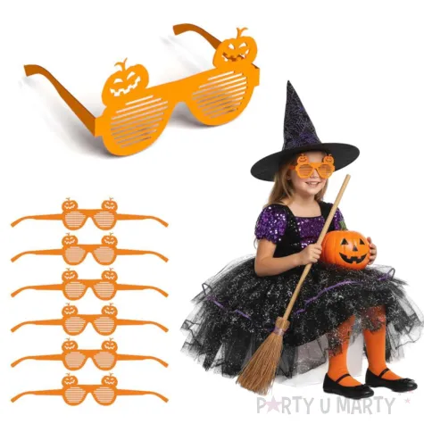 dodatek do stroju na halloween papierowe okulary straszne dynie pomaranczowe 6 szt