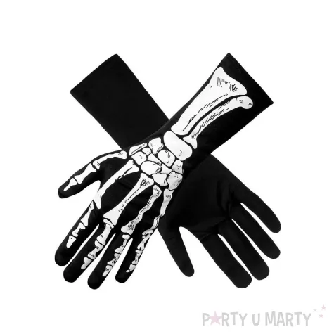 dodatek do stroju na halloween rekawiczki kosciotrup czarne szkielet xl 1 para