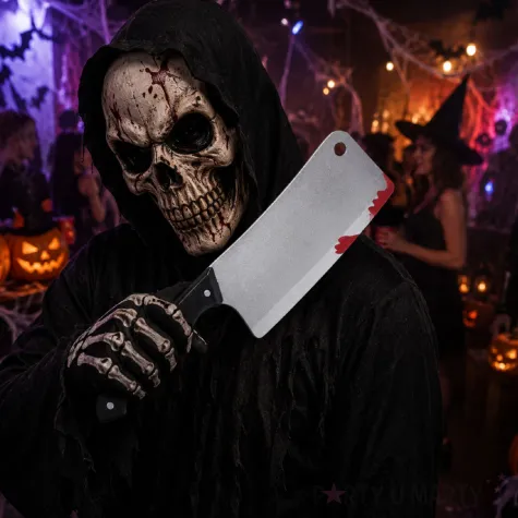 dodatek do stroju na halloween sztuczna bron tasak zakrwawiony cosplay morderca larp