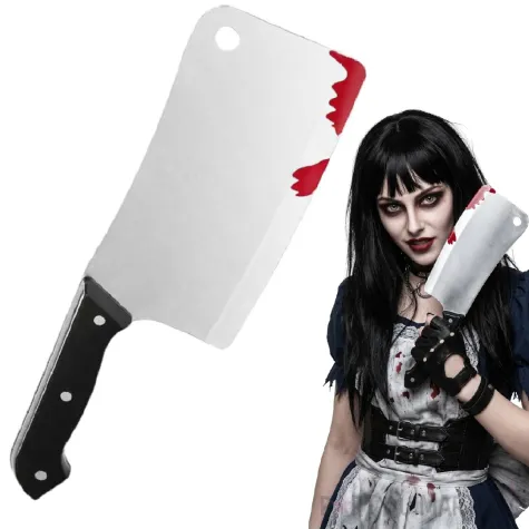 dodatek do stroju na halloween sztuczna bron tasak zakrwawiony cosplay morderca larp
