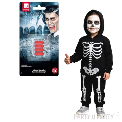 dodatek do stroju na halloween sztuczna krew do makijazu kapsulki wampir 4 szt