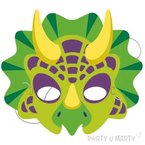 dodatek do stroju na karnawal bal przebierancow maska papierowa dinozaur triceratops