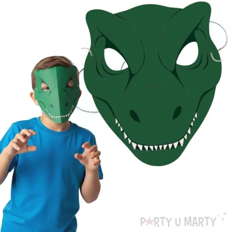 dodatek do stroju na karnawal bal przebierancow maska papierowa dinozaur weliociraptor