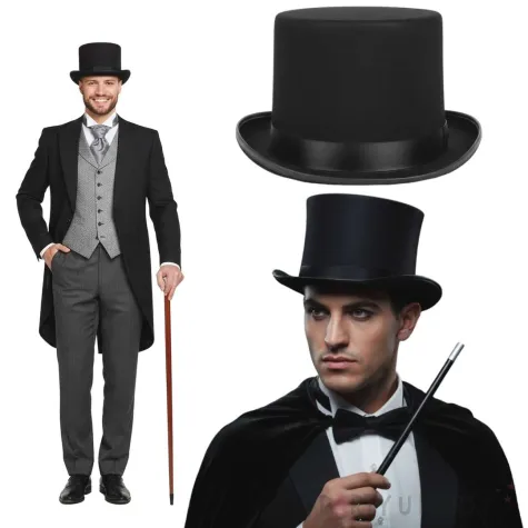 dodatek do stroju na karnawal kapelusz cylinder magik gentleman czarny elegancki