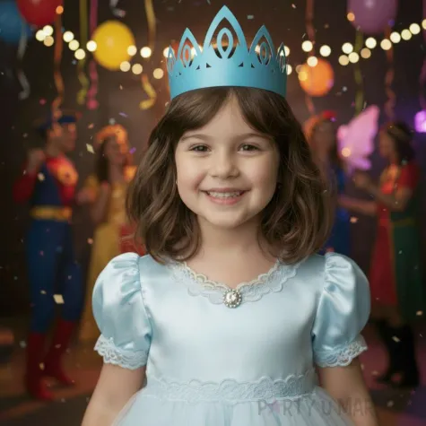 dodatek do stroju na karnawal papierowa opaska na glowe tiara diadem ksiezniczki elsy niebieska