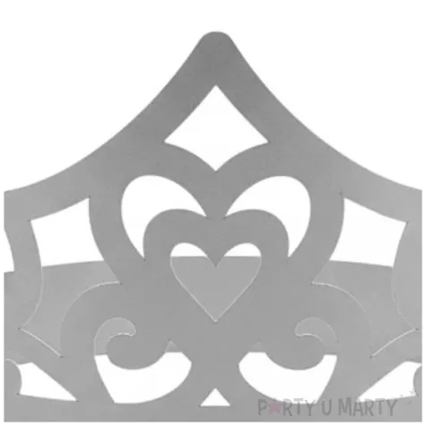 dodatek do stroju na karnawal papierowa opaska na glowe tiara ksiezniczki serce srebrna 3 sz