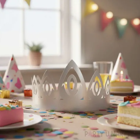 dodatek do stroju na karnawal papierowa opaska na glowe tiara ksiezniczki srebrna 3 szt