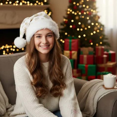 dodatek do stroju na mikolajki boze narodzenie czapka mikolaja sniezynki bialy elf