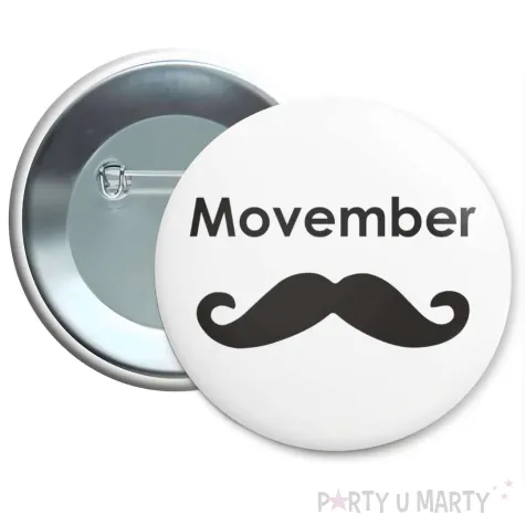 dodatek do stroju na movember przypinka wasy bialo czarna pin 5 6 cm
