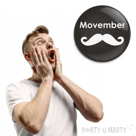 dodatek do stroju na movember przypinka wasy czarno biala pin 5 6 cm