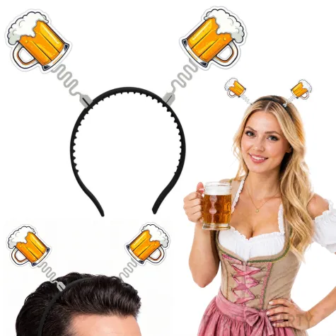 dodatek do stroju na oktoberfest wieczor kawalerski opaska na glowe kufle piwa do fotobudki
