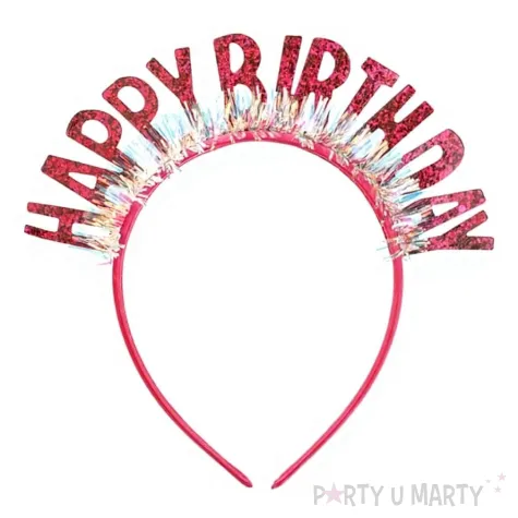 dodatek do stroju na osiemnastke 18 30 40 50 60 urodziny opaska na glowe happy birthday rozowa