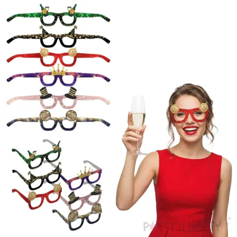 dodatek do stroju na sylwestra okulary papierowe szampanski nowy rok mix 6 szt