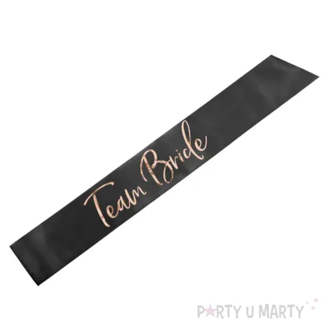 dodatek do stroju na wieczor panienski szarfa satynowa team bride czarna 75 cm