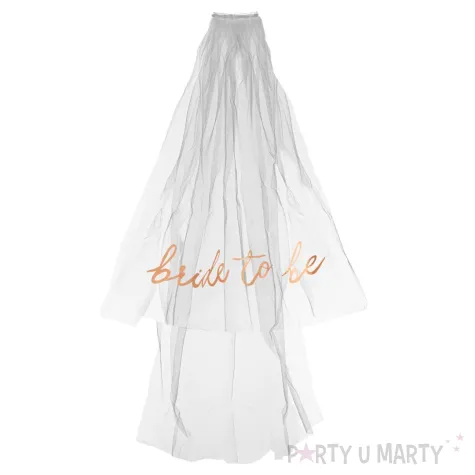 dodatek do stroju na wieczor panienski welon bride to be bialy rose gold 63 cm