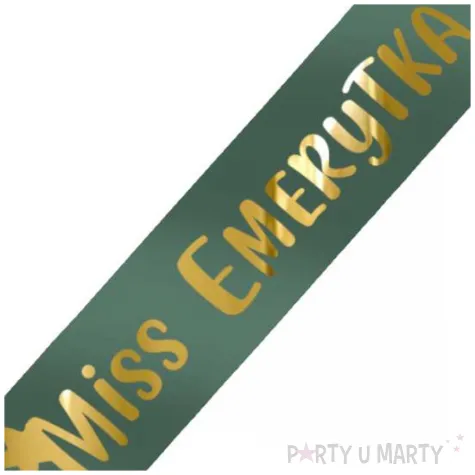 dodatek do stroju szarfa miss emerytka zielona butelkowa 160 cm