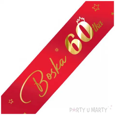 dodatek do stroju szarfa urodzinowa boska 60 czerwona 160 cm