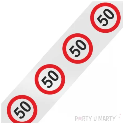 dodatek do stroju szarfa urodzinowa traffic birthday 50 urodziny biala 160 cm