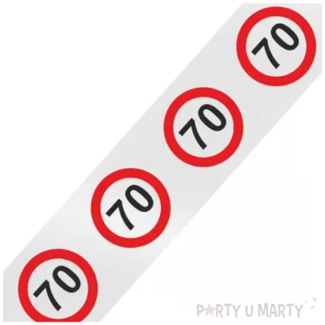 dodatek do stroju szarfa urodzinowa traffic birthday 70 urodziny biala 160 cm