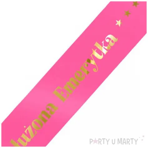 dodatek do stroju szarfa zasluzona emerytka gwiazdki rozowa fuksja 160 cm