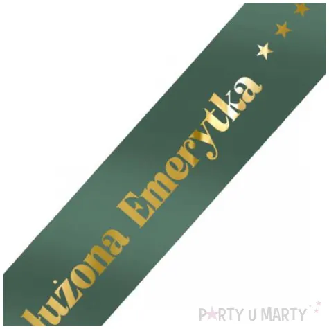 dodatek do stroju szarfa zasluzona emerytka gwiazdki zielona butelkowa 160 cm