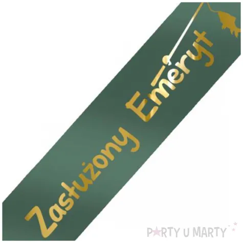 dodatek do stroju szarfa zasluzony emeryt wedkarz zielona butelkowa 160 cm