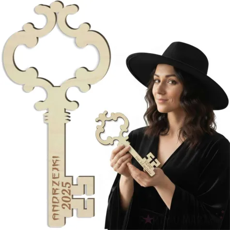 dodatek do zabawy na andrzejki klucz do lania wosku 2025 wrozby andrzejkowe drewniany 23 cm