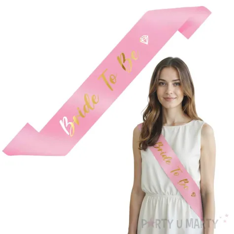 dodatek dp stroju na wieczor panienski szarfa bride to be rozowo zlota 160 cm