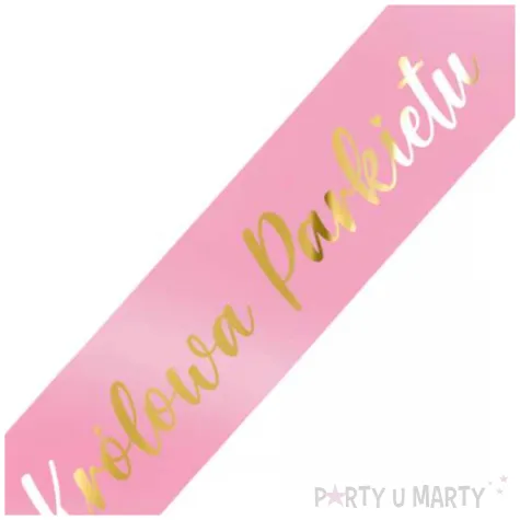 dodatek dp stroju na wieczor panienski szarfa krolowa parkietu bride rozowo zlota 160 cm