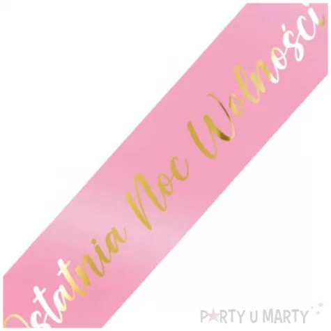 dodatek dp stroju na wieczor panienski szarfa ostatnia noc wolnosci bride rozowo zlota 160 cm