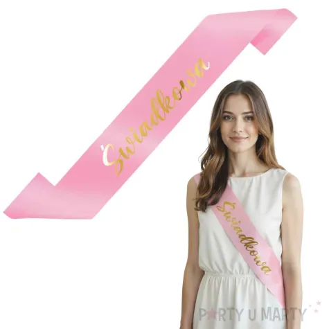 dodatek dp stroju na wieczor panienski szarfa swiadkowa bride rozowo zlota 160 cm