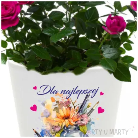 doniczka dla najlepszej nauczycielki bialy 10 cm
