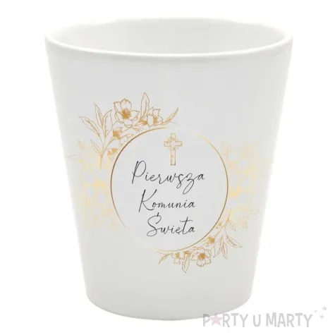 doniczka komunia swieta gold line bialy 10 cm