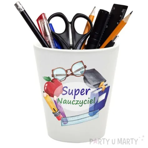 doniczka super nauczyciel bialy 10 cm
