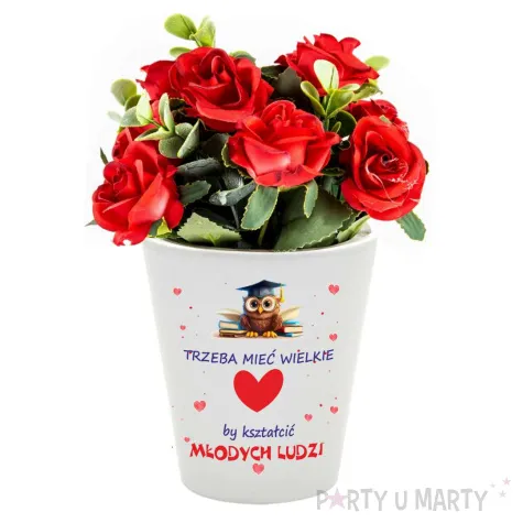 doniczka trzeba miec wielkie serce by uczyc mlodych ludzi bialy 10 cm