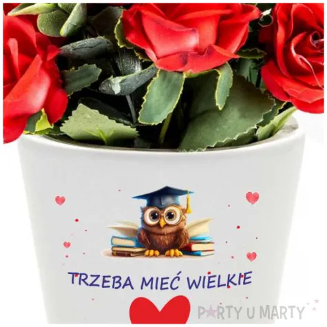 doniczka trzeba miec wielkie serce by uczyc mlodych ludzi bialy 10 cm