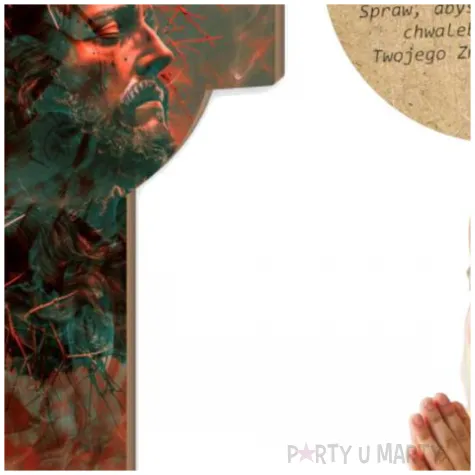 drewniana figurka z modlitwa jezus chrystus korona cierniowa dekoracja na wielkanoc 15 x 10 cm