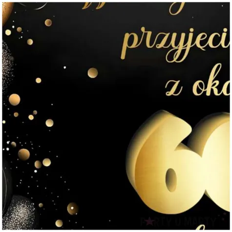 drewniana tablica powitalna 60 urodziny zloto czarny dekoracja sali powitanie gosci