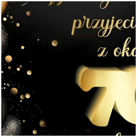 drewniana tablica powitalna 70 urodziny zloto czarny dekoracja sali powitanie gosci
