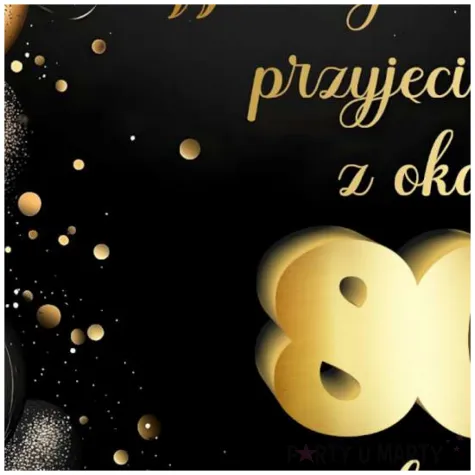 drewniana tablica powitalna 80 urodziny zloto czarny dekoracja sali powitanie gosci