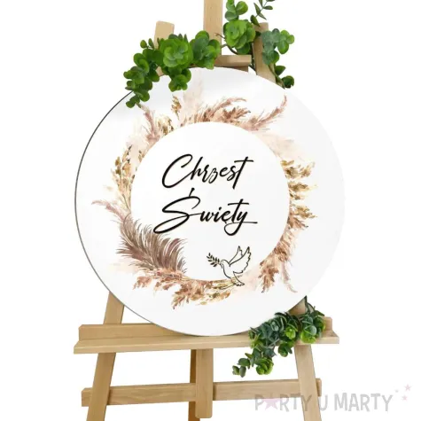drewniana tablica powitalna chrzest swiety boho dekoracja sali 39 5 cm