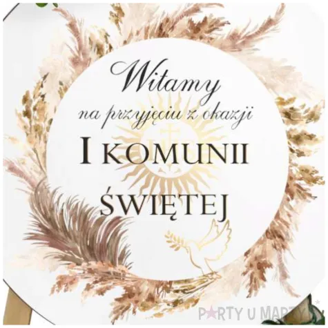 drewniana tablica powitalna komunia swieta boho dekoracja sali powitanie gosci 39 5 cm