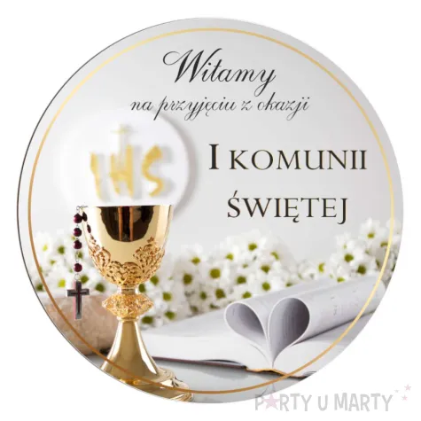 drewniana tablica powitalna komunia swieta kielich z biblia dekoracja sali powitanie gosci 39